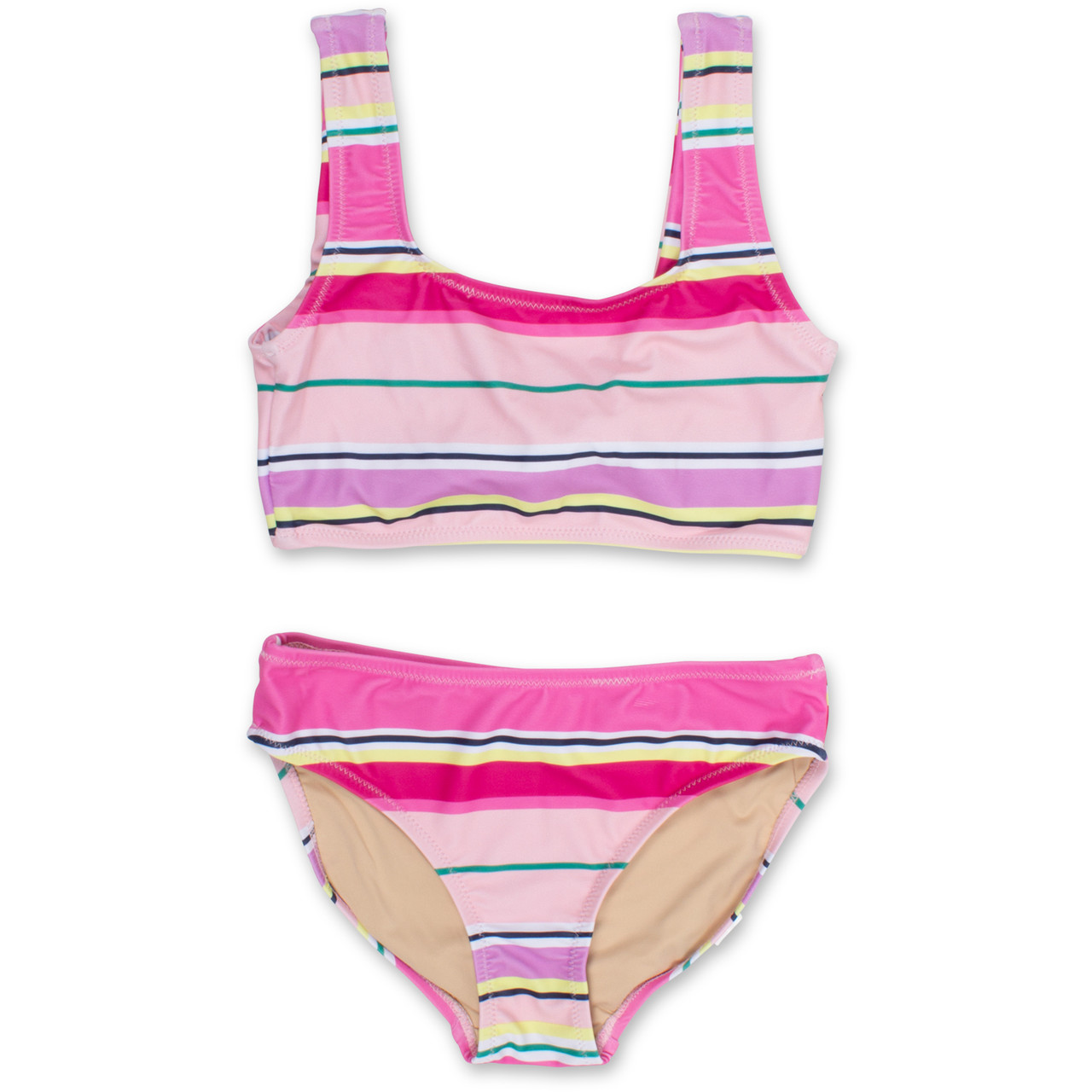 Two Piece Athletic Bikini Girls 5-14 Beach Stripe - Shade Critters