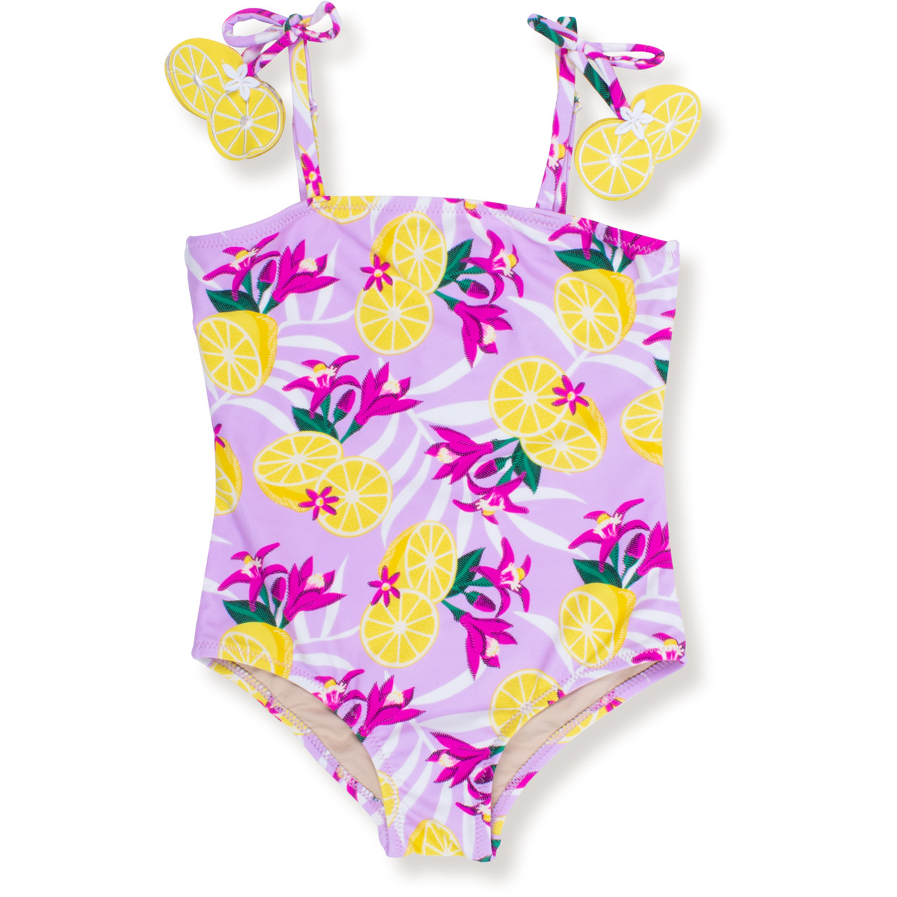 Lemon Stripe Terry Girls Monokini One Piece Swimsuit 7-14 - Shade Critters