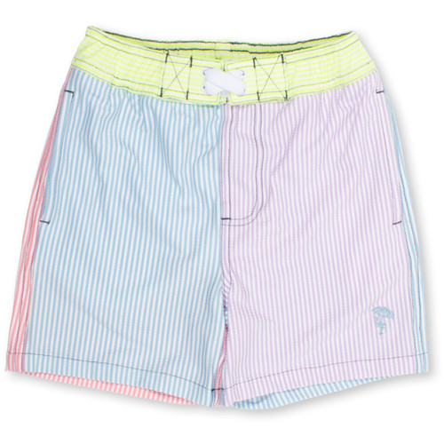 Shade Critters 4 Way Stretch Swim Trunk Boys 6m-6 Seersucker Colorblock