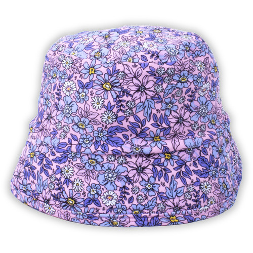 Shade Critters Sun Bucket Hat UPF50 Purple Ditsy Floral on Adorable Kid