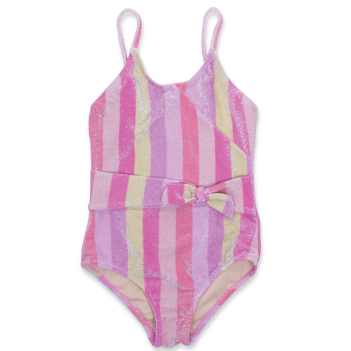Shade Critters Pastel Stripe Shimmer Girls One Piece Swimsuit