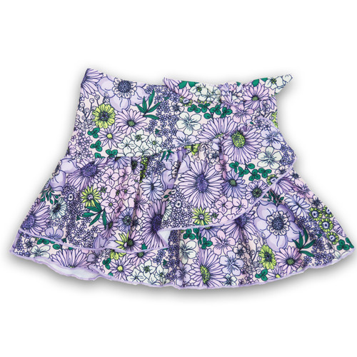 Shade Critters Mod Purple Floral Girls Tiered Ruffle Active Skirt Girls