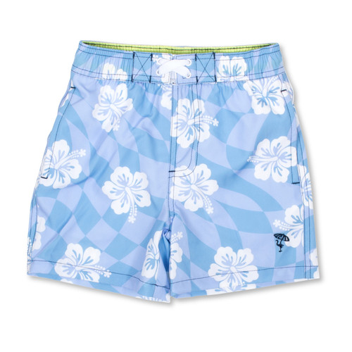 Shade Critters Hibiscus Check Boys 4 way Stretch Swim Trunk