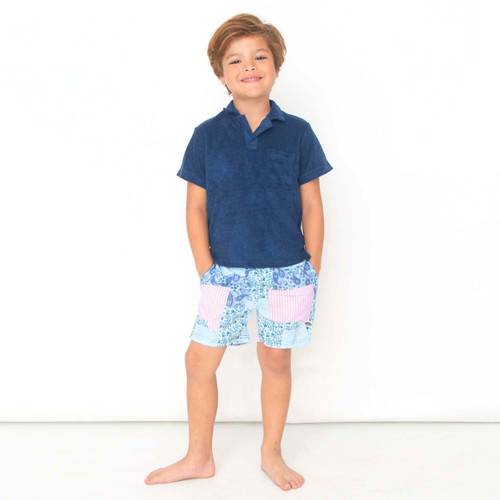 Shade Critters Boys Navy Terry Polo Shirt 4-12