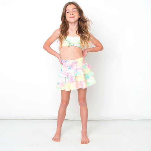 Berry Stripe Terry Girls Ruffle Active Skirt 3-14 - Shade Critters