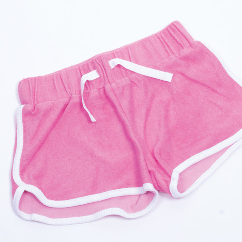 Detail of Shade Critters Pink Terry Girls Drawstring Short Detail of Shade Critters Pink Terry Girls Drawstring Short