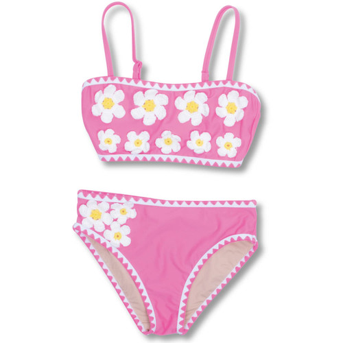 Shade Critters Crochet Pink Daisy Girls Bikini with whipstich detail