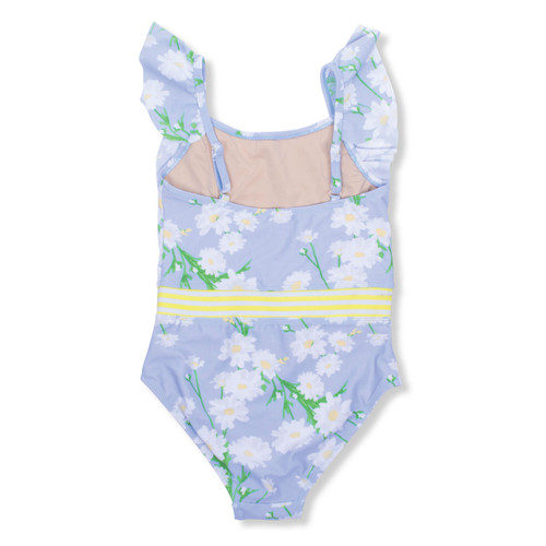 Mint & Gold Dot Girls Ruffle Shoulder One Piece Swimsuit 6m