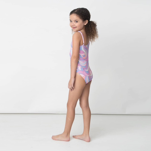 Matching Ruffle-Trim One-Piece Rashguard Swimsuit for Toddler