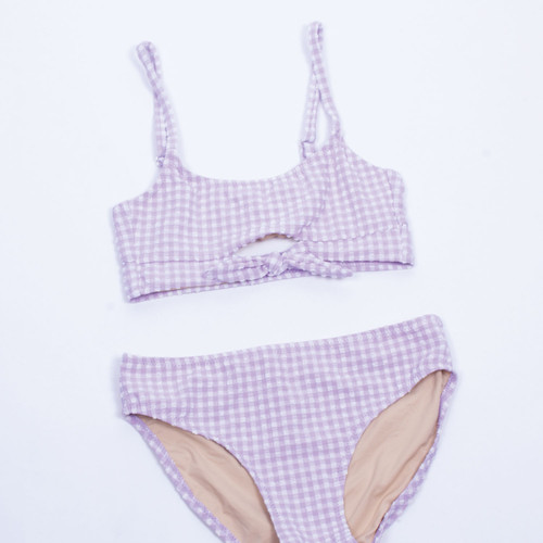 Shade Critters Swimwear Cute Purple Gingham Tween Girls Knot Bikini