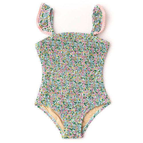 Shimmering Sun White Floral Print Lace-Up One-Piece Swimsuit