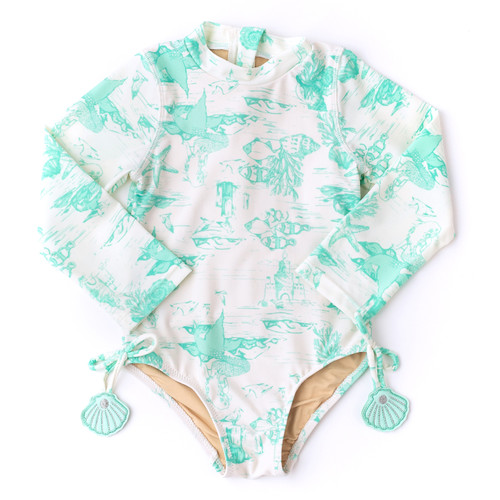 Mermaid Toile Girls Long Sleeve One Piece Swimsuit 6m-10