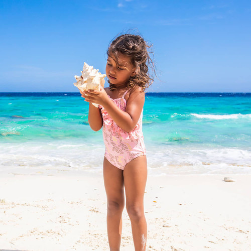 Shade Critters Swimsuit Leopard Spots Girls Faux Wrap One Piece Swimsuit 6m-10 Shade Critters Swimsuit Leopard Spots Girls Faux Wrap One Piece Swimsuit 6m-10