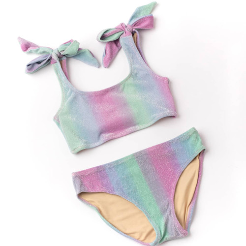Swimsuit 2-Piece Bright Rainbow Color Swimwear for Toddler