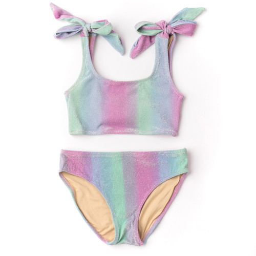Shade Critters Ocean Ombre Girls Shimmer Bunny Tie Bikini 4-14