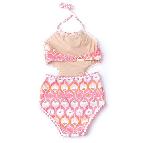 Summer Sorbet Girls Crochet Daisy PomPom One Piece Swimsuit 6m-24m