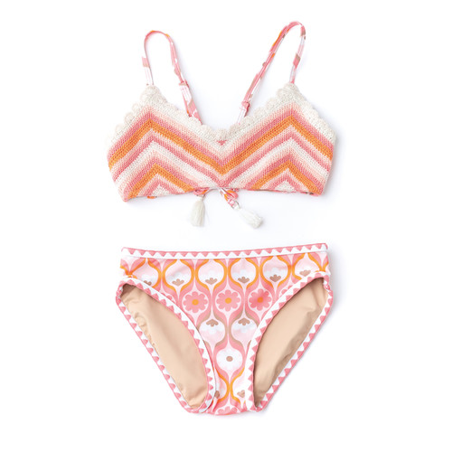 Shade Critters Swimsuit Summer Sorbet Girls Crochet Tie Back Bikini 7-14