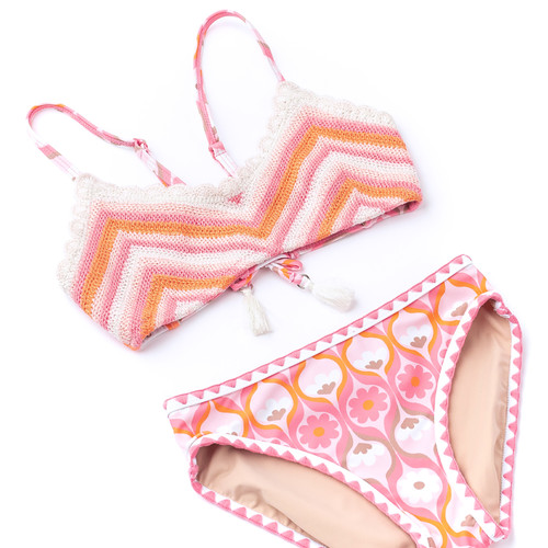 Shade Critters Summer Sorbet Girls Crochet Tie Back Bikini 7-14 Shade Critters Summer Sorbet Girls Crochet Tie Back Bikini 7-14