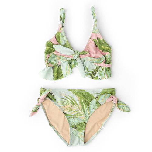 Shade Critters Cabana Palms Girls Shimmer Ruffle Bikini 7-14
