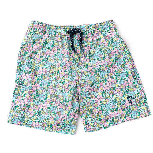 Shade Critters Mint Ditsy Floral Boys 4 Way Stretch Swim Trunks 6m-10