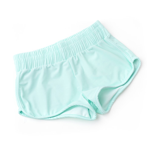 Detail of Mint Girls Smocked Waist Active Shorts 3-14 Detail of Mint Girls Smocked Waist Active Shorts 3-14