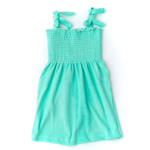 Shade Critters Mint Terry Girls Smocked Tank Dress 3-14