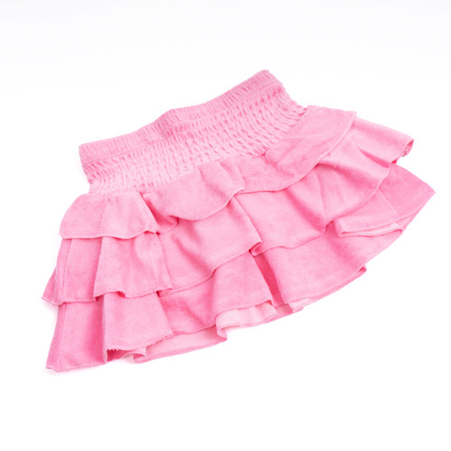 Hot Pink Terry Girls Smocked Skirt 3-14 Hot Pink Terry Girls Smocked Skirt 3-14