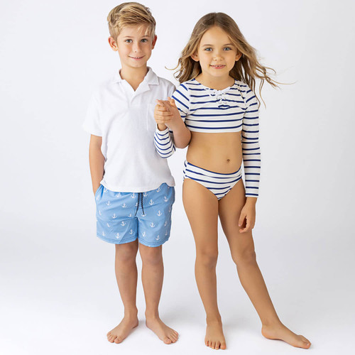 Shade Critters Swimsuit Blue Anchors Boys 4 Way Stretch Water Appearing Embroidered Swim Trunks 6m-10 Shade Critters Swimsuit Blue Anchors Boys 4 Way Stretch Water Appearing Embroidered Swim Trunks 6m-10