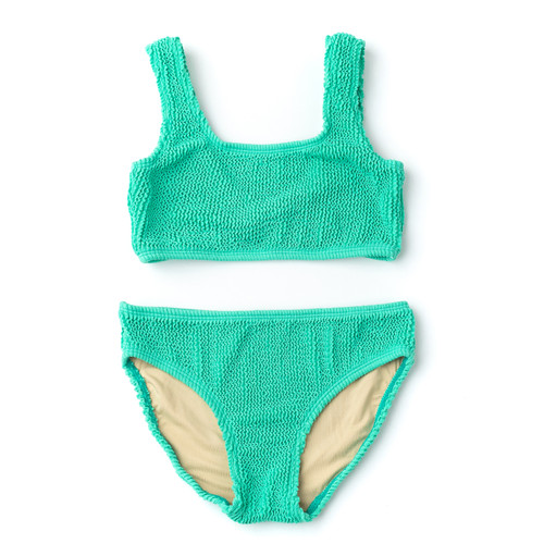 Shade Critters Swimsuit Green Girls Crinkle Textured Bikini 4-14 Front