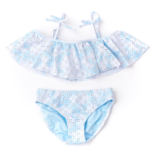 Shade Critters Blue Skies Girls Ruffle Off the Shoulder Bikini 7-14