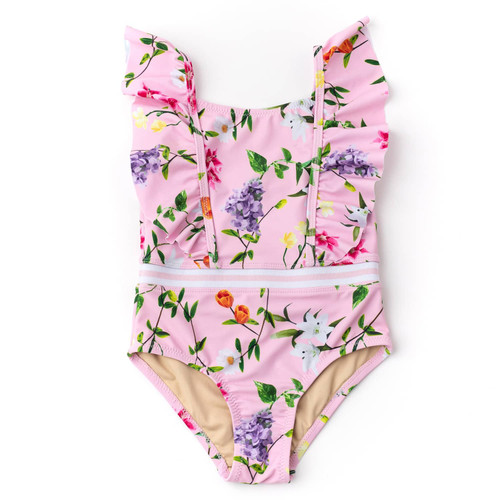★2024SPRING新作★GROVE★LESLIE ONE-PIECE Citrus Grove Girls Ruffle Shoulder One Piece Swimsuit 6m-6