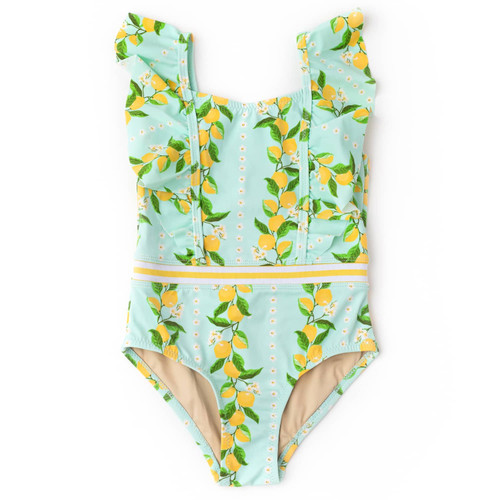 Shade Critters Citrus Grove Girls Ruffle Shoulder One Piece Swimsuit 6m-6