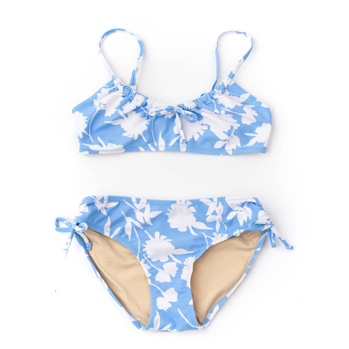 Shade Critters Blue Floral Girls Tie Back Bikini 7-14