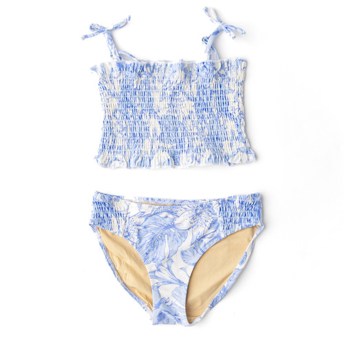 Shade Critters Tropical Blues Smocked Two Piece Swimsuit 4t-14