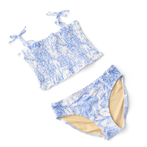Children's Swimwear by  Shade Critters Tropical Blues Smocked Two Piece Swimsuit 4t-14 Children's Swimwear by  Shade Critters Tropical Blues Smocked Two Piece Swimsuit 4t-14