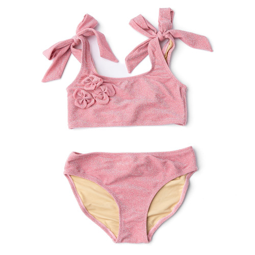 Shade Critters Coral Girls Shimmer Flower Two Piece Swimsuit 4t-14