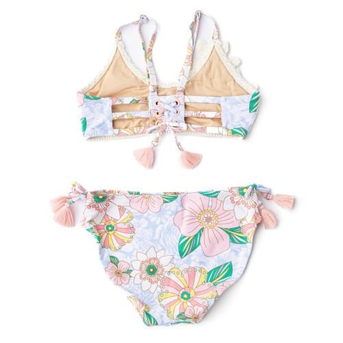 Children's Bathing Suit By Shade Critters Retro Floral Tween Girls Crochet Tie Back Two Piece Swimsuit 7-14 Children's Bathing Suit By Shade Critters Retro Floral Tween Girls Crochet Tie Back Two Piece Swimsuit 7-14