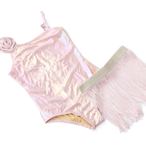 Cute Swimwear by Shade Critters Pink Girls Metallic One Shoulder & Skirt Swim Set 3t-10 Cute Swimwear by Shade Critters Pink Girls Metallic One Shoulder & Skirt Swim Set 3t-10