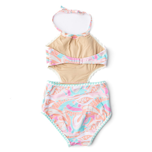 Summer Sorbet Girls Crochet Halter One Piece Swimsuit 2-14 - Shade