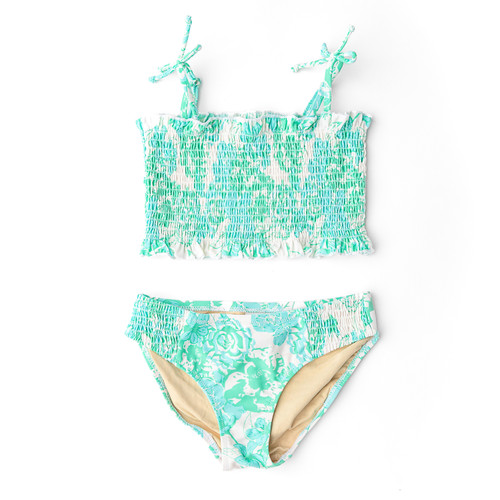 Shade Critters Charming Rose Girls Smocked Two Piece Swimsuit 4t-14