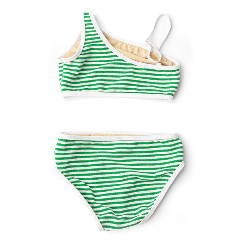 Best Kids Swimwear Brand Shade Critters Green Stripe Girls Ribbed One Shoulder Two Piece Swimsuit 4t-14 Best Kids Swimwear Brand Shade Critters Green Stripe Girls Ribbed One Shoulder Two Piece Swimsuit 4t-14