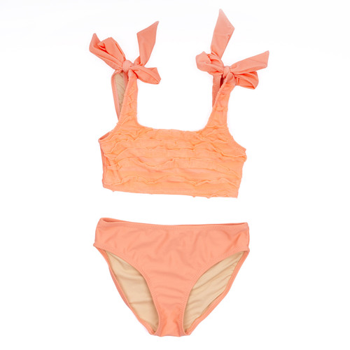 Shade Critters Coral Girls Ruffle Two Piece Swimsuit 4t-14