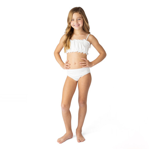 Alternative shot of Shade Critters White Eyelet Girls Smocked Two Piece Swimsuit 4t-14 Alternative shot of Shade Critters White Eyelet Girls Smocked Two Piece Swimsuit 4t-14