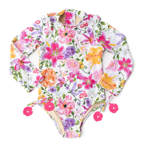 Summer Gardens Girls Long Sleeve One Piece Swimsuit 6m-10