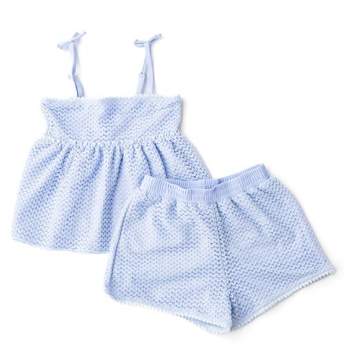 Alternative shot of Shade Critters Light Blue Girls Crochet Peplum Tank & Short Cover Up Set 3t-14