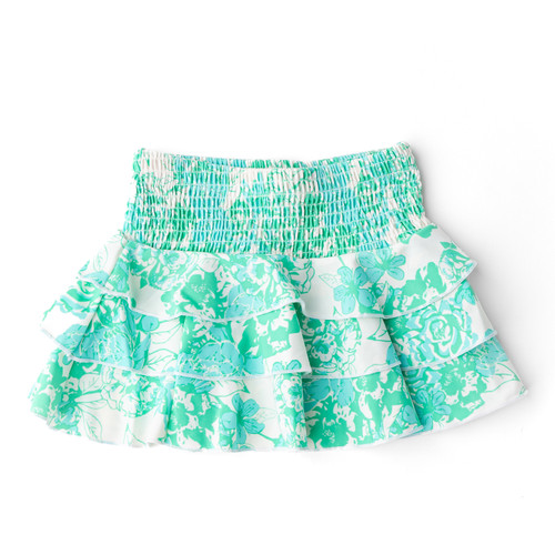 Shade Critters Charming Rose Girls Smocked Ruffle Active Skirt 3-14