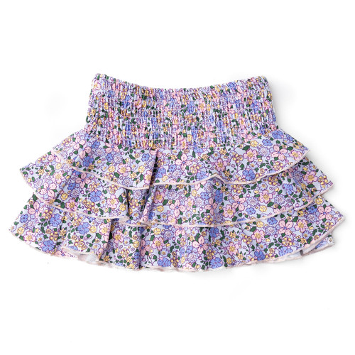 Alternative shot of Shade Critters Blue Blossoms Girls Smocked Ruffle Active Skirt 3-14