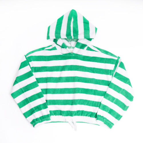 Shade Critters Green Stripe Girls Terry Hoodie 3t-14