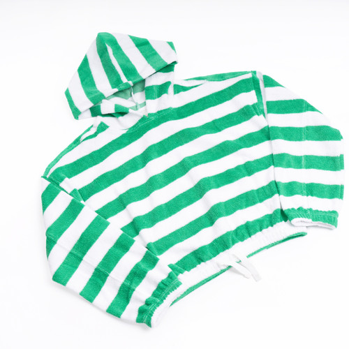 Kids Swim Brand Shade Critters Green Stripe Girls Terry Hoodie 3t-14 Kids Swim Brand Shade Critters Green Stripe Girls Terry Hoodie 3t-14