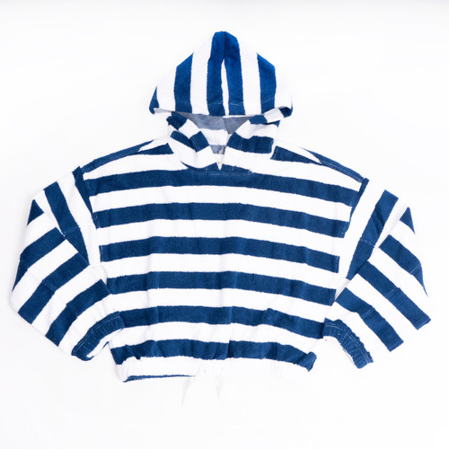 Shade Critters Navy Stripe Girls Terry Hoodie 3t-14